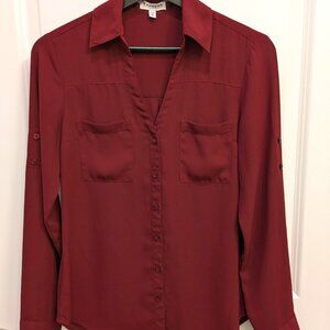 Express Maroon / Burgundy Portofino Shirt Size XS